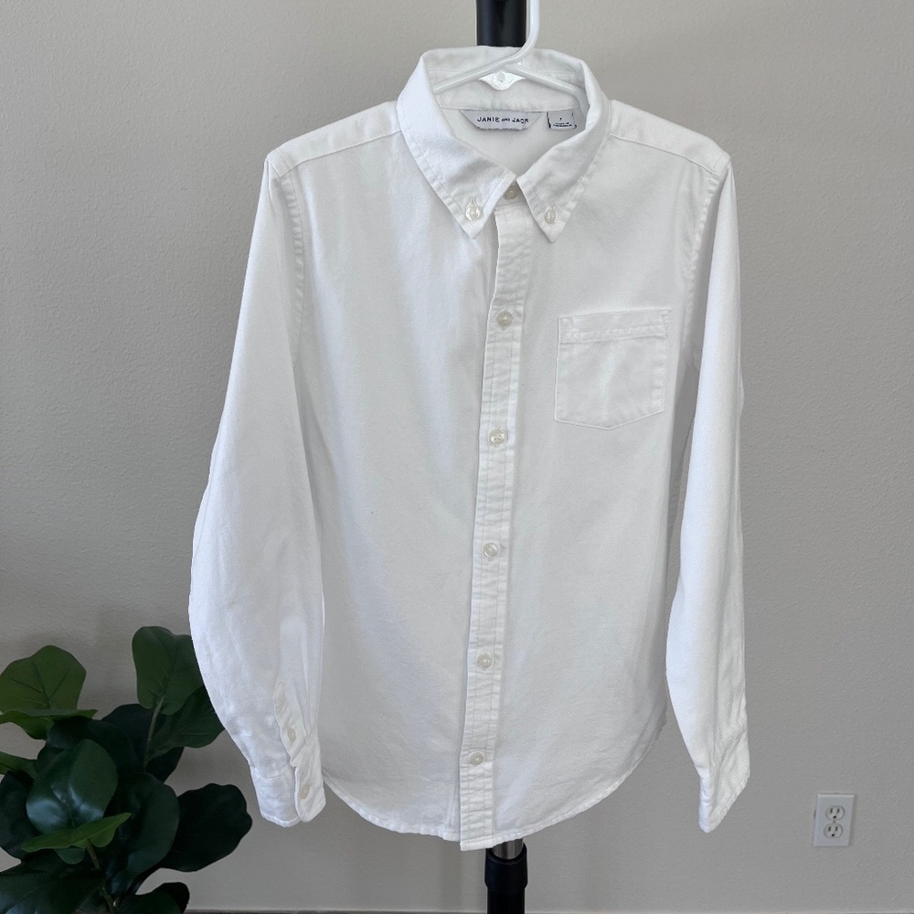 Janie and Jack Boy White Shirt Size 7
